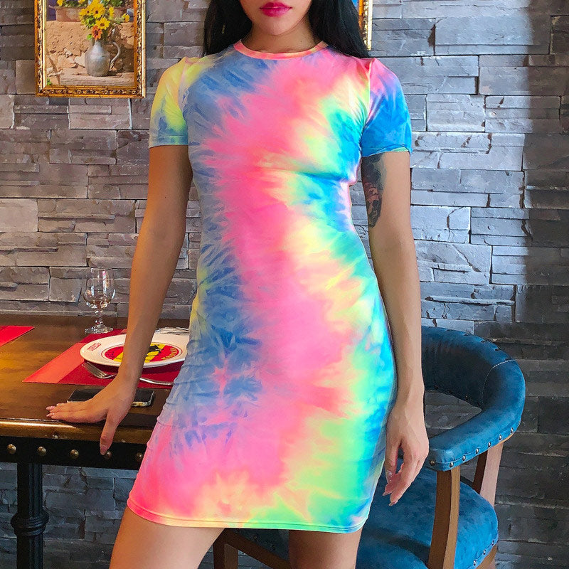 Colorful Print Sleeveless Bodycon Dress