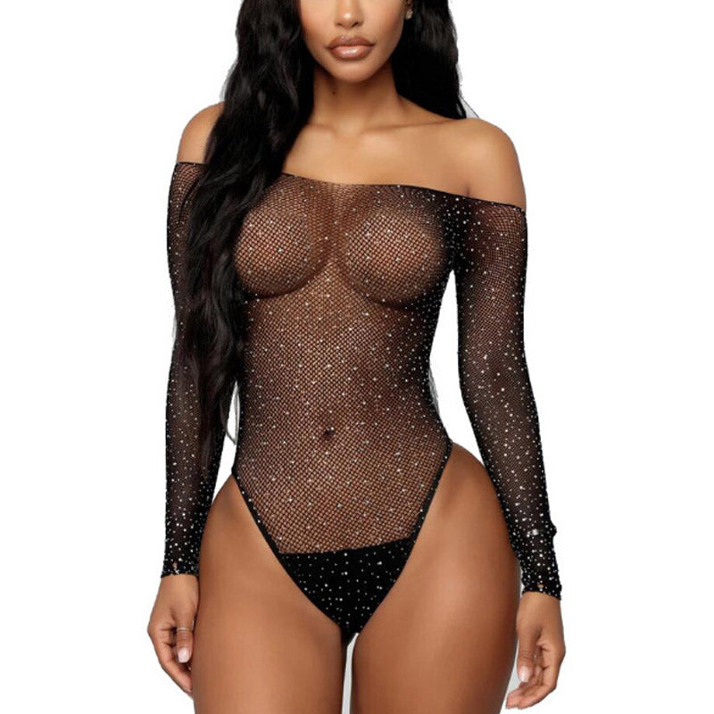 Sheer Mesh Studded Sexy Bodysuit