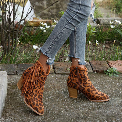 Fashion Leopard Tassel Zipper Ankle Boots - Shop Shiningbabe - Womens Fashion Online Shopping Offering Huge Discounts on Shoes - Heels, Sandals, Boots, Slippers; Clothing - Tops, Dresses, Jumpsuits, and More.