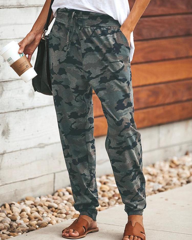 Camo Print Drawstring Casual Pants - Shop Shiningbabe - Womens Fashion Online Shopping Offering Huge Discounts on Shoes - Heels, Sandals, Boots, Slippers; Clothing - Tops, Dresses, Jumpsuits, and More.