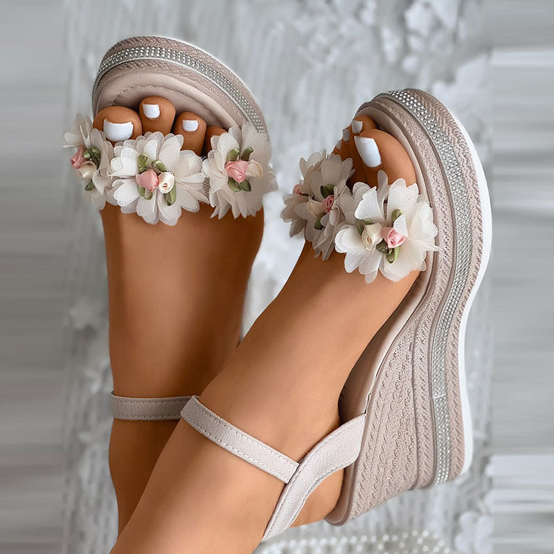 Floral Pattern Slingback Wedding Guest Sandals