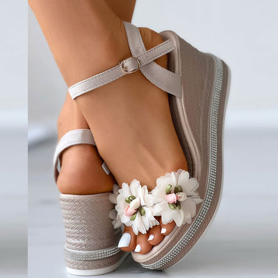 Floral Pattern Slingback Wedding Guest Sandals