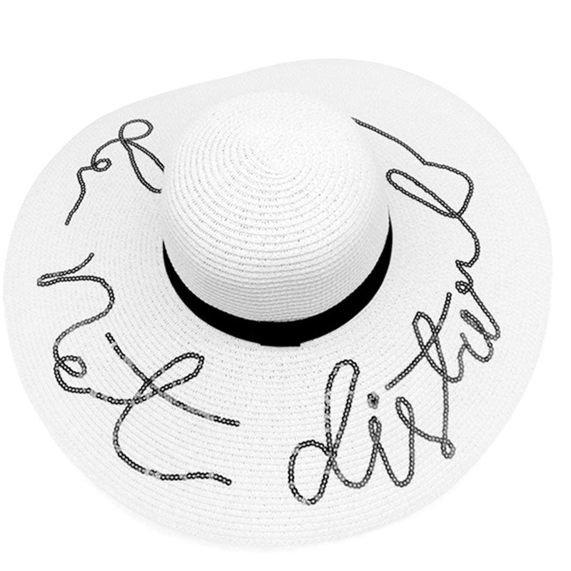 Boho Letter Wide Brim Oversized Beach Hats