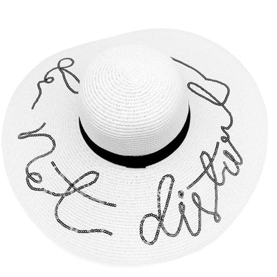 Boho Letter Wide Brim Oversized Beach Hats