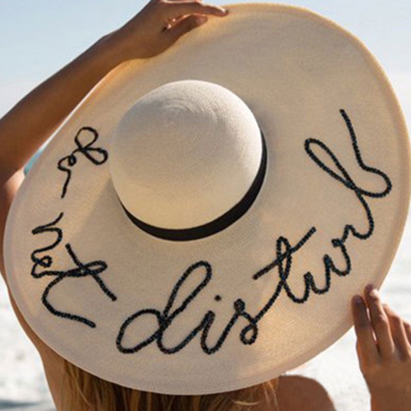 Boho Letter Wide Brim Oversized Beach Hats