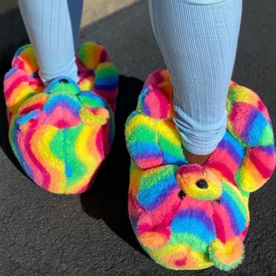 Solid Fluffy Cartoon Slippers