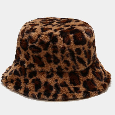 Leopard Print Plush Bucket Hat