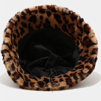 Leopard Print Plush Bucket Hat