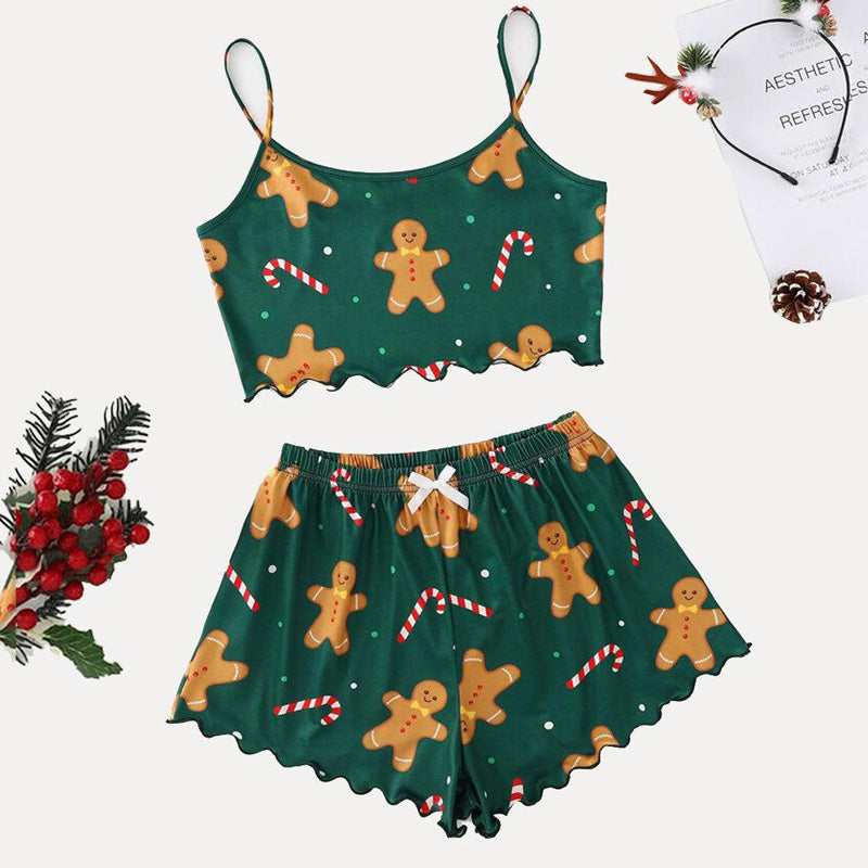 Christmas Print 2PCS Cami Set