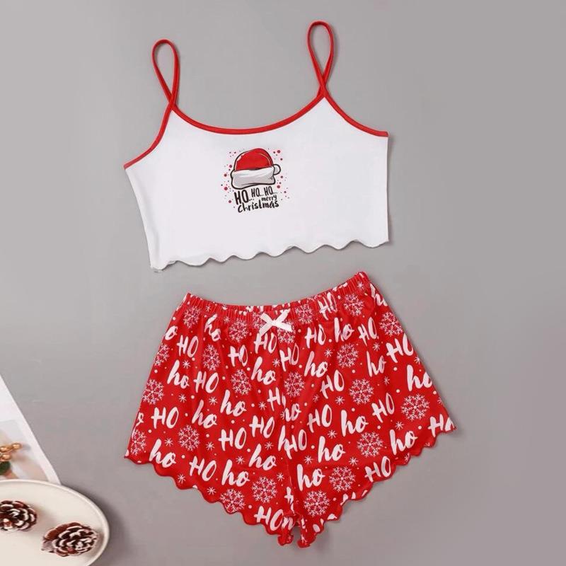 Christmas Print 2PCS Cami Set