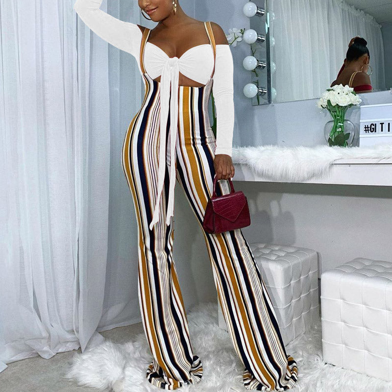 Plaid Wide Leg Crop Top & Jumpsuit Set