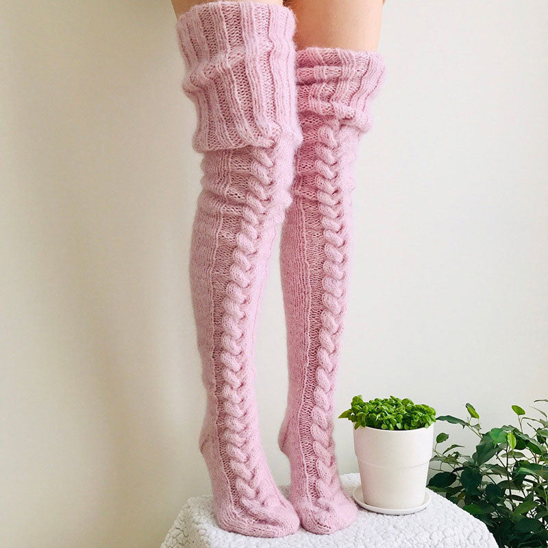 Solid Knitted Stacked Stockings