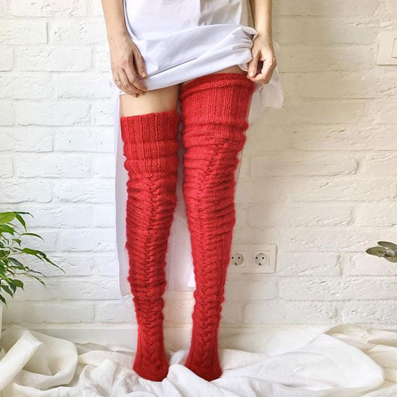 Solid Knitted Stacked Stockings