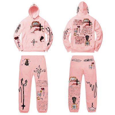 Letter Print Hoodie Top & Pants Set