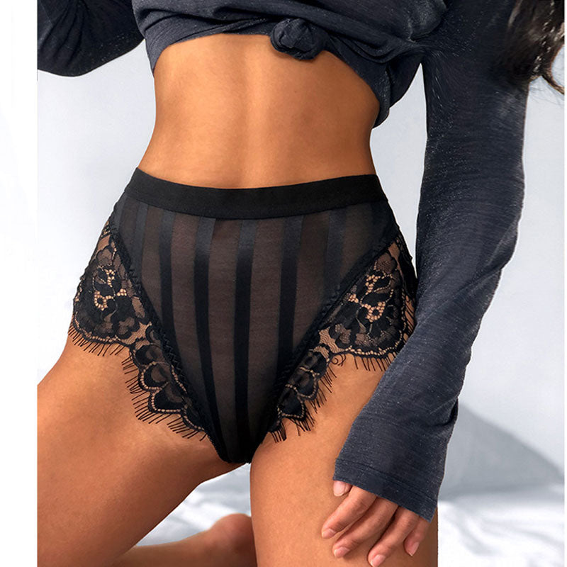 Lace Trim High Waist Panty