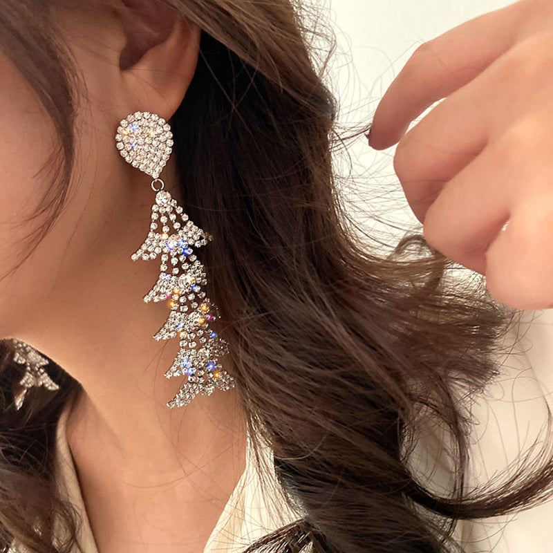 Studded Long Drop Earrings