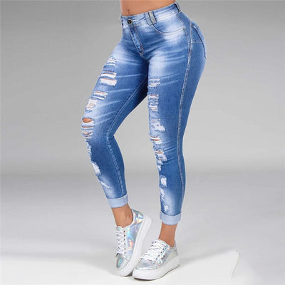 Denim Colorblock Cutout Fringe Jeans