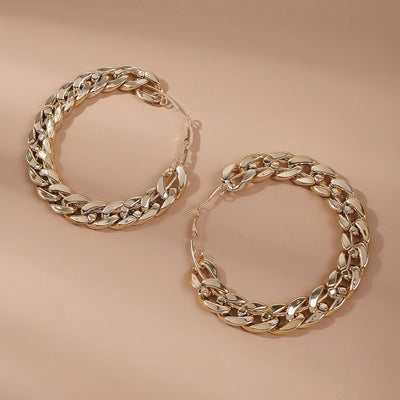 Solid Chain Strap Hoop Earrings