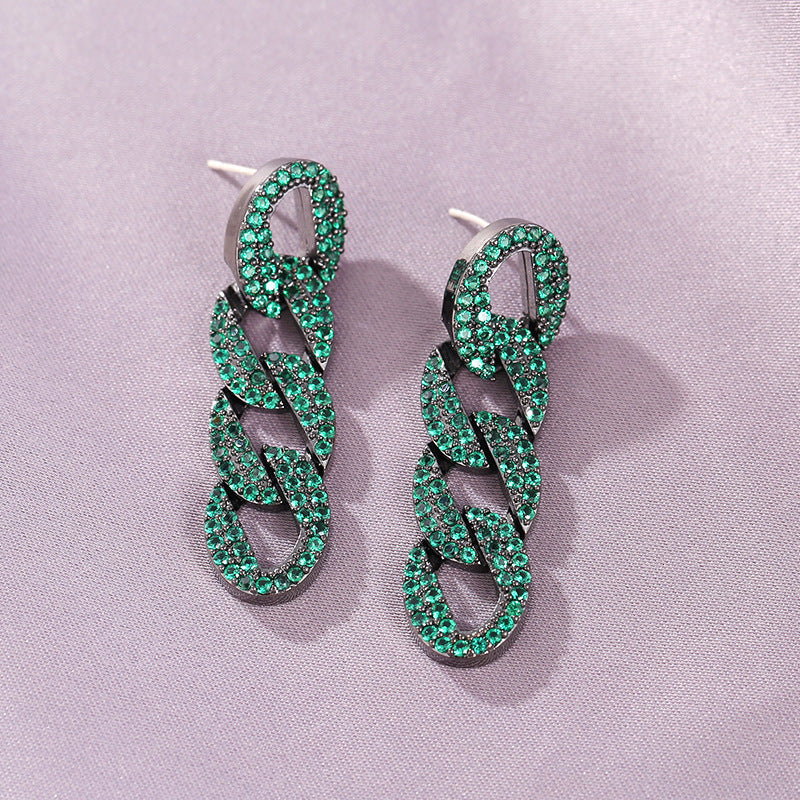 Chains Pattern Beaded Long Earring