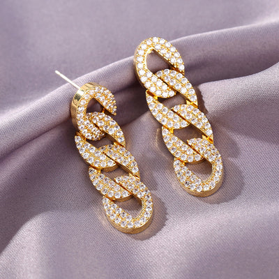 Chains Pattern Beaded Long Earring