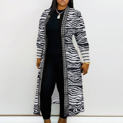 Leopard Pattern Long Sleeve Casual Coat