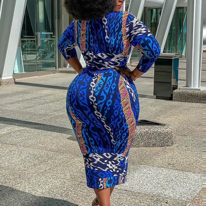 Women's Fashion Print Plus Size Bodycon Dress