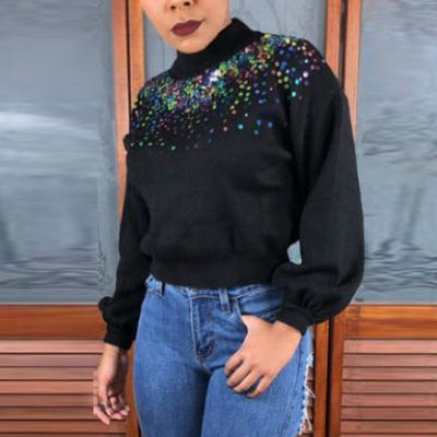 Sequins Decoration Long Sleeve Top