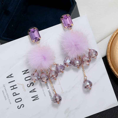 Studded Fluffy Drop Earrings