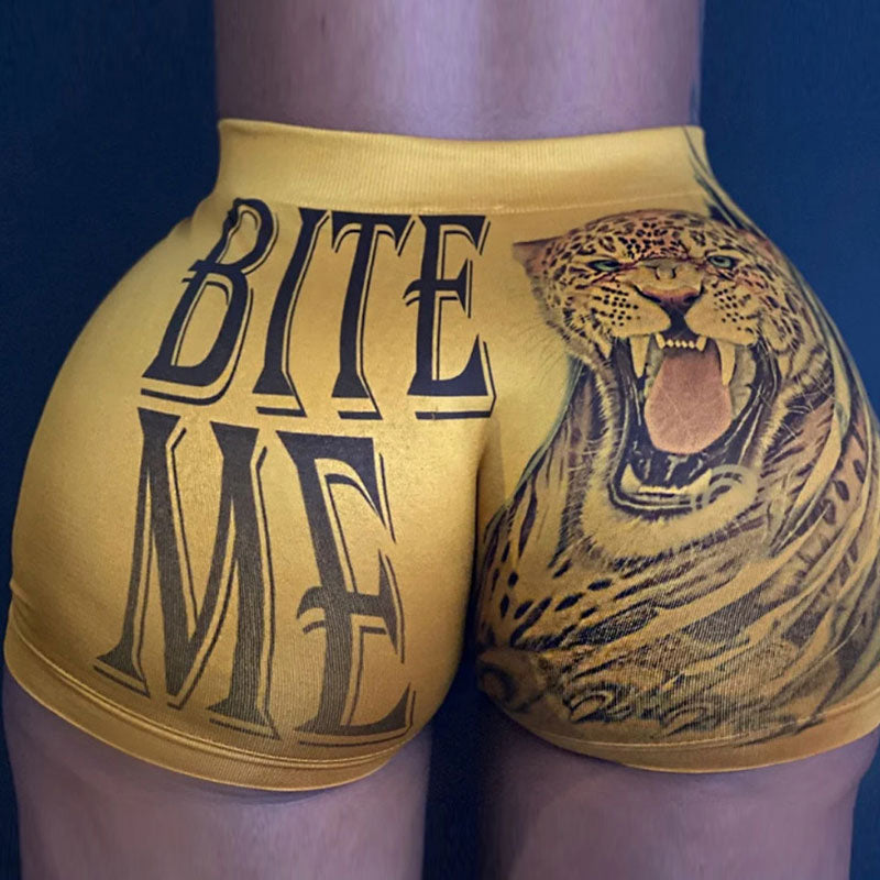 Animal Letter Print High Waist Panty