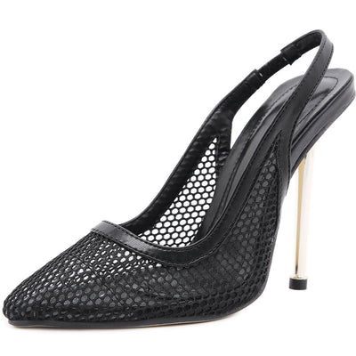 Pointed Toe Fishing Net Mesh High Heels