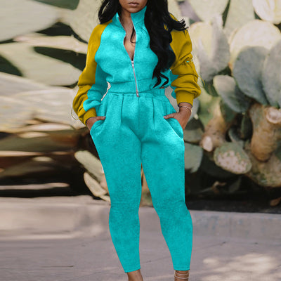 Colorblock Long Sleeve Two Piece Set