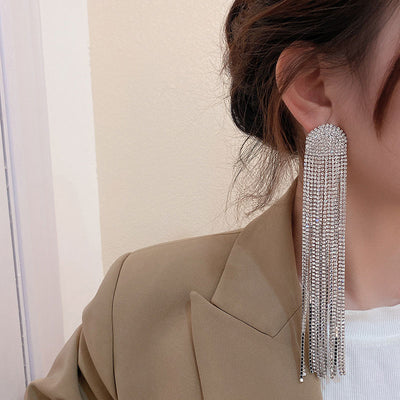 Studded Tassel Design Earrings