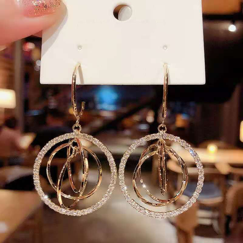 Circle Shape Studded Drop Earrings