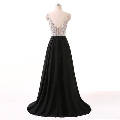 Rhinestone Studded Sleeveless Floor-Length Evening Dress