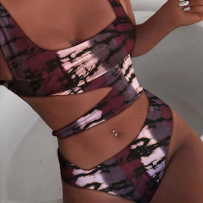 Thin Strap Cutout One Piece Swimsuit