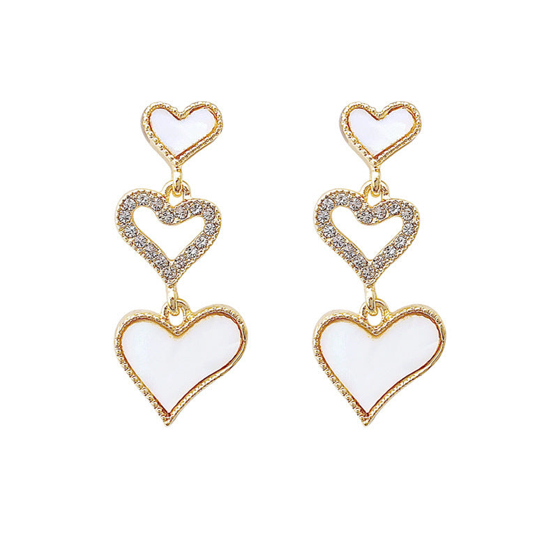 Heart Pattern Studded Cutout Drop Earrings