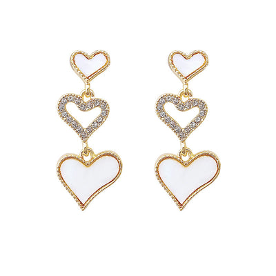 Heart Pattern Studded Cutout Drop Earrings