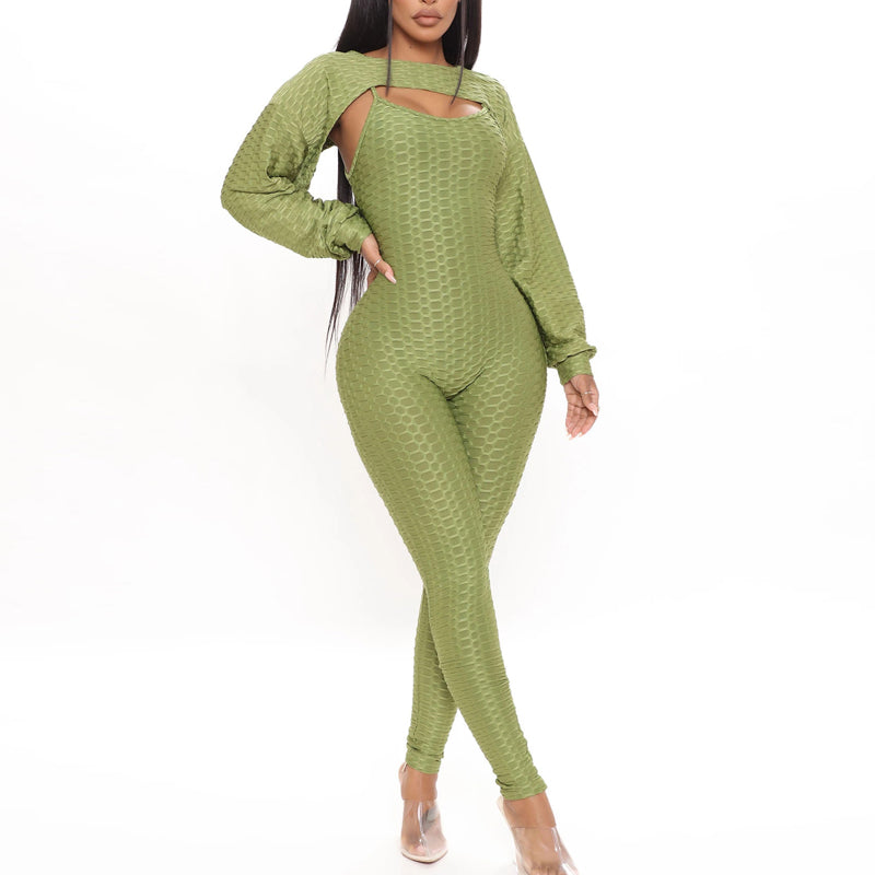 Solid Lantern Sleeve Two Piece Set