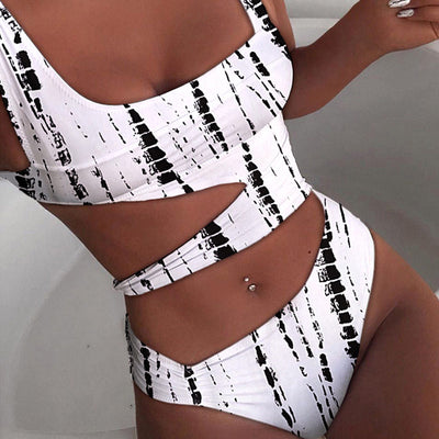 Thin Strap Cutout One Piece Swimsuit