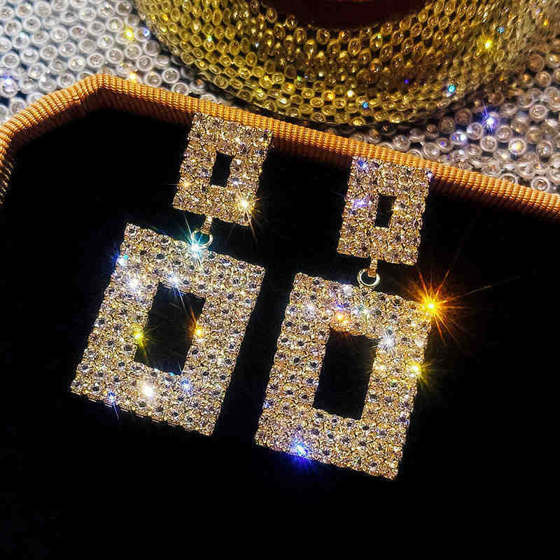 Square Pattern Studded Drop Earrings