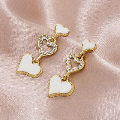 Heart Pattern Studded Cutout Drop Earrings