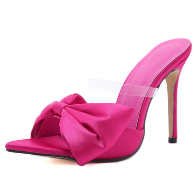 Solid Transparent Strap Bowknot High Heels