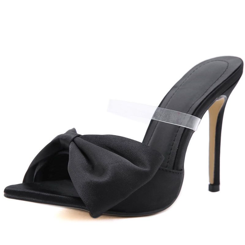 Solid Transparent Strap Bowknot High Heels