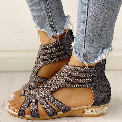 Studded Detail Hollow Out Flat Sandals - Shop Shiningbabe - Womens Fashion Online Shopping Offering Huge Discounts on Shoes - Heels, Sandals, Boots, Slippers; Clothing - Tops, Dresses, Jumpsuits, and More.