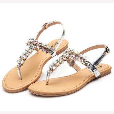 Rhinestone Beach Flat Sandals - Shop Shiningbabe - Womens Fashion Online Shopping Offering Huge Discounts on Shoes - Heels, Sandals, Boots, Slippers; Clothing - Tops, Dresses, Jumpsuits, and More.