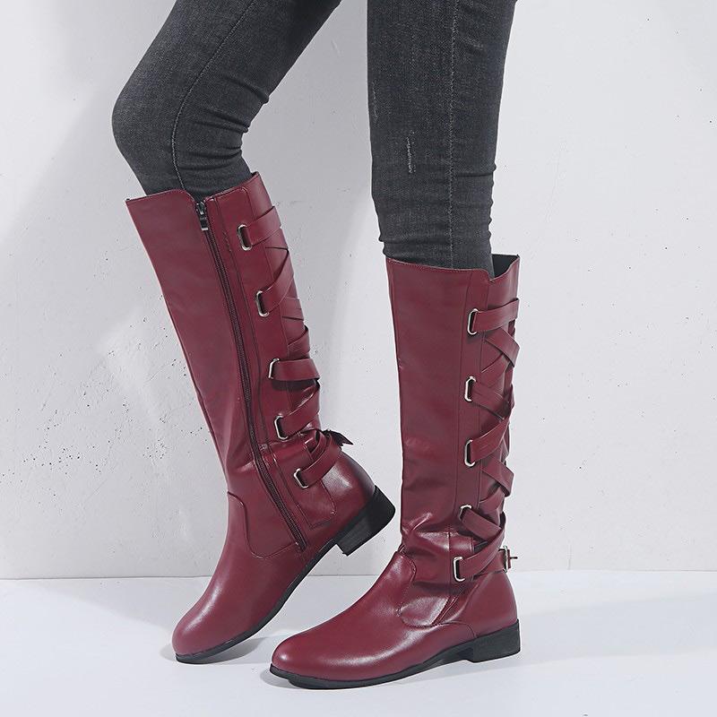 Women Fashion Zipper Straps High Boots - Cherrybetty