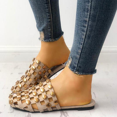 Rivet Hollow Out Non-Slip Flat Sandals - Shop Shiningbabe - Womens Fashion Online Shopping Offering Huge Discounts on Shoes - Heels, Sandals, Boots, Slippers; Clothing - Tops, Dresses, Jumpsuits, and More.