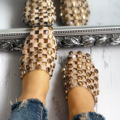 Rivet Hollow Out Non-Slip Flat Sandals - Shop Shiningbabe - Womens Fashion Online Shopping Offering Huge Discounts on Shoes - Heels, Sandals, Boots, Slippers; Clothing - Tops, Dresses, Jumpsuits, and More.