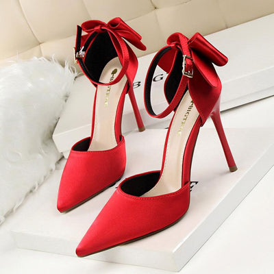 Pointed Satin Back Bow Tie Sandals - Shop Shiningbabe - Womens Fashion Online Shopping Offering Huge Discounts on Shoes - Heels, Sandals, Boots, Slippers; Clothing - Tops, Dresses, Jumpsuits, and More.