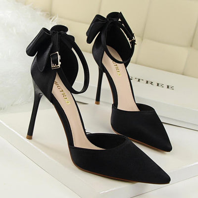 Pointed Satin Back Bow Tie Sandals - Shop Shiningbabe - Womens Fashion Online Shopping Offering Huge Discounts on Shoes - Heels, Sandals, Boots, Slippers; Clothing - Tops, Dresses, Jumpsuits, and More.